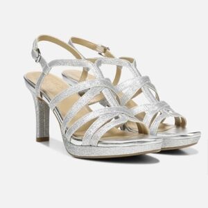 Naturalizer "Delma" Heels Sandals 9.5 Silver Metallic Like New Condition